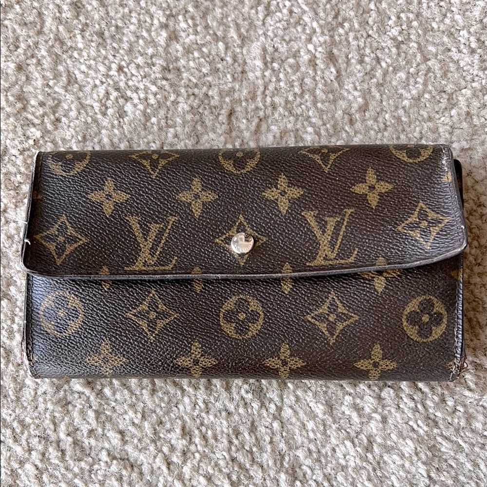 Louis Vuitton Monogram Wallet Classic Brown Snap Button - Fair Poor Flawed VTG